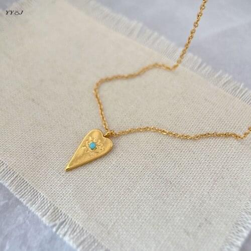 Blue evil eye heart necklaces for women stainless steel gold turkey eye clavicle necklace free tarnish wholesale items fashion