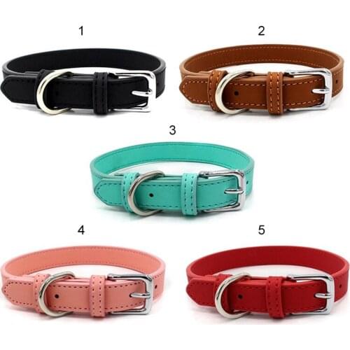 Pet Adjustable Simple Soft Microfiber PU Leather Collar For Small Medium Dogs Personality Pet Collars Neck Strap Pet Products