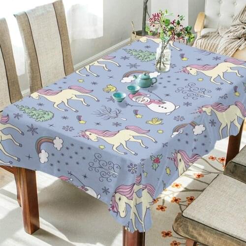Christmas Tree Snowman Unicorn Rectangular Table Cover for Dining Room Kitchen