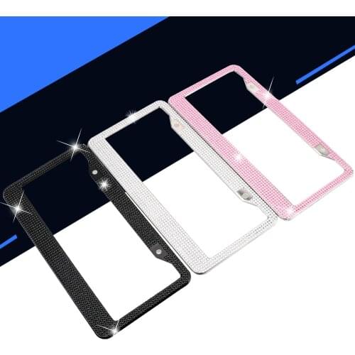 Bling Crystal License Plate Frame Handcrafted Rhinestone Car Frame Plate License Plate Holder for USA Canada Truck