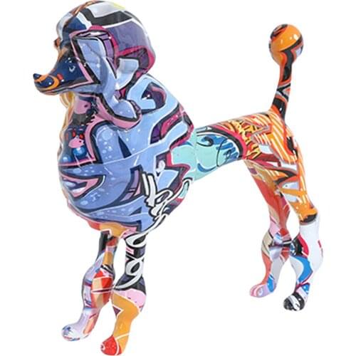 Dog Sculpture Poodle Figurine Animal Statue Desktop Ornaments Collection