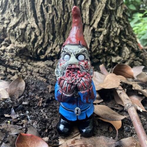 Resin Zombie Horror Gnome Dwarf Figure Statue Sculpture Ornaments Garden Potted Plants Decor Halloween Prop 1pcs