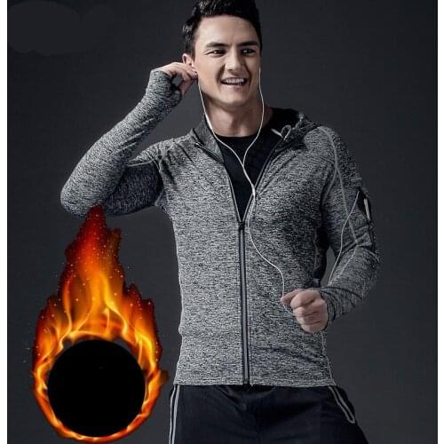 New Reflective Running Jacket Men Zipper Elastic Basketball Yoga Tops Gym Fitness Hooded Clothes Warm Dry Fit Soccer Sports Coat
