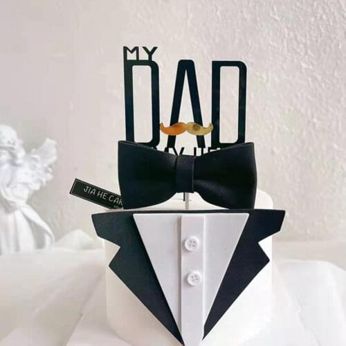 Cake Insert Topper Card Decor Dispensing Tool Men Suit Shop Paper Stick Bowknot Bowtie Collar Birthday Home Fathers Day Party