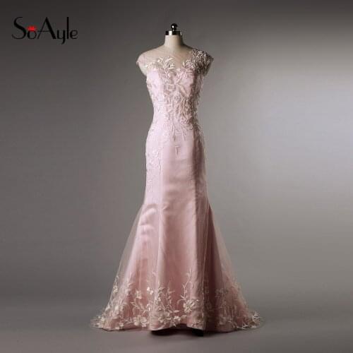 Clearance Real Vestidos de festa In Stock Evening Dresses New Collection 2017 Prom Embroidery Pink Long Women Dresses