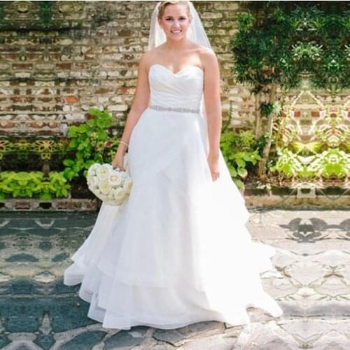 Sweetheart A Line Wedding Dress 2021 Lace Appliques Wedding Gowns Sleeveless Bridal Dresses Vestido De Noiva Plus Size