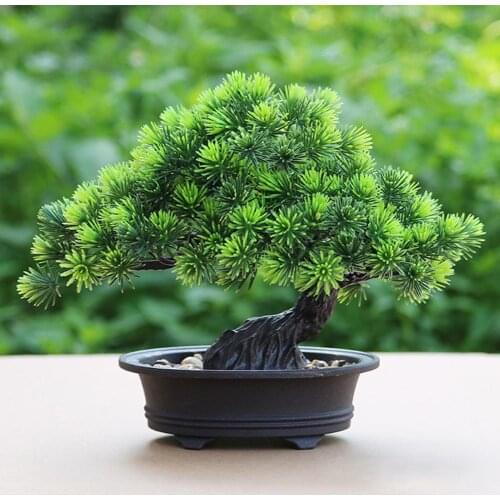 1Pc Artificial Bonsai Small Green Tree with Pot Plants Pine Tree Artificial Potted Plant Ornamentr Plant Artificial Plant Office