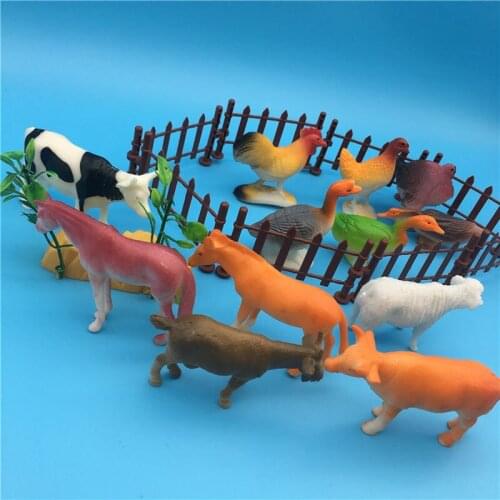 12pcs Soft Rubber Farm Animals Set Party Bag Fillers Wedding Kids Toy Wildlife Model Children Puzzle Early Education Christmas