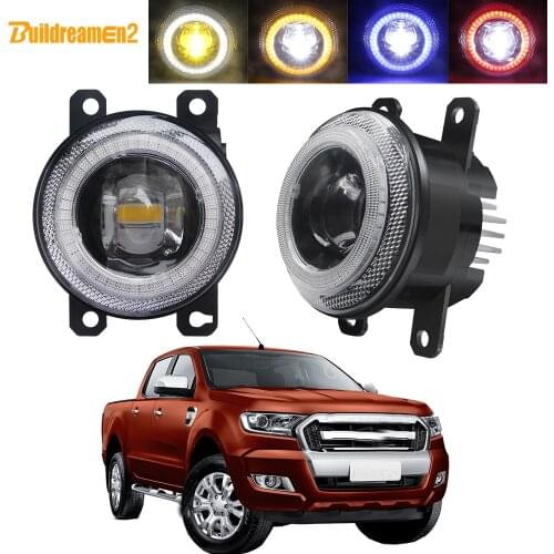 2 X Car Right + Left Fog Light Assembly LED Lens Angel Eye Daytime Running Lamp DRL 30W 8000LM 12V For Ford Ranger 2005-2015