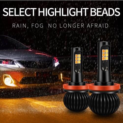 2X car fog lamp led H1 H3 H4 H7 H11 9005 HB3 9006 HB4 H27 880 881 H8 H9 Dual Color auto front DRL fog light blub 12V 3000K 6000K