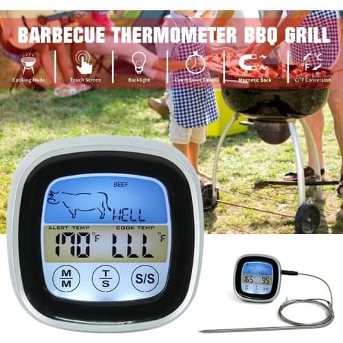Meat Thermometer Wireless Digital Touchscreen Food Barbecue BBQ Thermometer Grill Smoker Cook Oven Accessories With Timer Alert