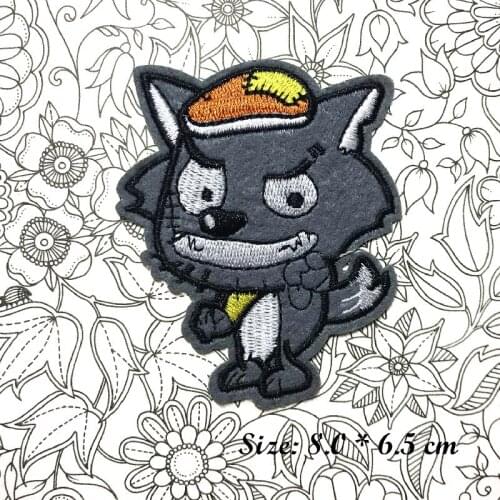 Big Wolf Grey Wolf Cartoon patchs Clothes Decorate Individuality Embroidered work clothing DIY dressing for clothes sticks