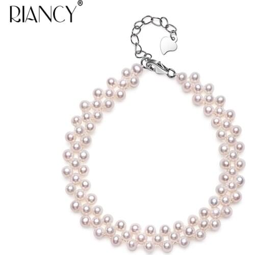 Natural freshwater hand-made pearl bracelet women jewelry,white pearl charms bracelet 925 silver jewelry wedding gift