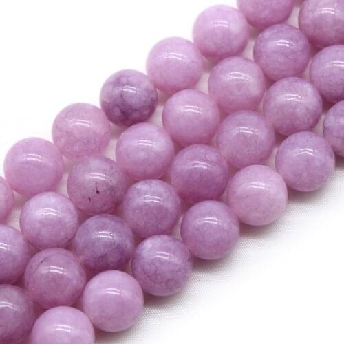 Natural Light Purple Chalcedony Stone Round Loose Beads for Jewelry Making Diy Accessories Bracelet 15'' inch 4/6/8/10/12mm