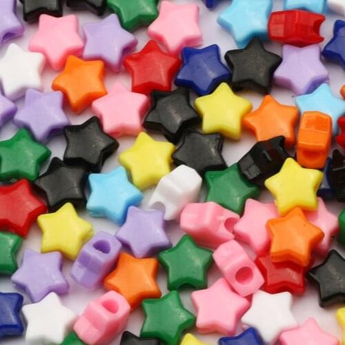 50pcs 12mm Mix Color Star Plastic Acrylic Beads Big Hole Loose Spacer Beads for Jewelry Making DIY Necklace Bracelet Accessories