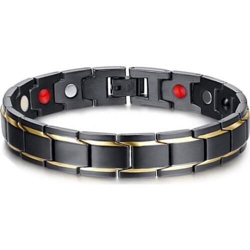 Black Bracelet Mens Stainless Steel Magnetic Bracelet Gifts for Male Accessories Snap Button Chain on Hand Bracelet Jewelry 2020
