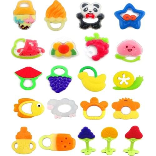 Baby Silicone Training Toothbrush BPA Free Shape Fruit Safe Toddle Teether Chew Toys Teething Ring Gift For Infant Baby Chewing