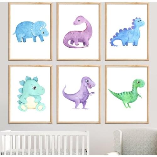 Dinosaur Triceratops Stegosaurus Diplodocus Wall Art Canvas Painting Nordic Posters And Prints Wall Pictures Kids Room Decor