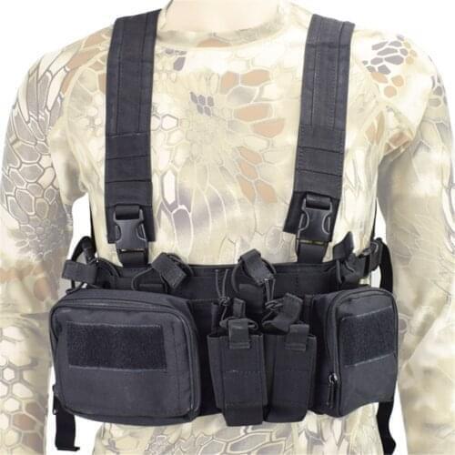 Men Nylon Swat CS Wargame TCM Chest Rig Airsoft Tactical Vest Military Gear Pack Magazine Pouch Holster Molle System Chest Bag