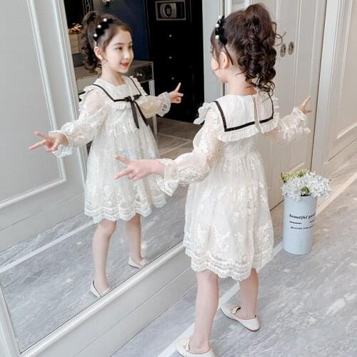 3-7 Years Old Girls Elegant Princess Dress Kids Baby Lace Flower Party Costume Sweet Bowtie Kids Wedding Clothes Cute Outfits