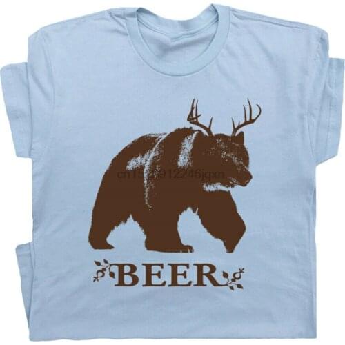 Bear Deer Beer T Shirt Funny Beer Shirts Saying Alcohol Bar Pub Redneck Cool Tee For Youth Middle-Age Old Age Tee Shirt