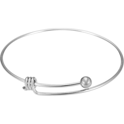 IJB0530 Openable Ball For DIY charm Stainless Steel expandable wire bangle bracelet for Women