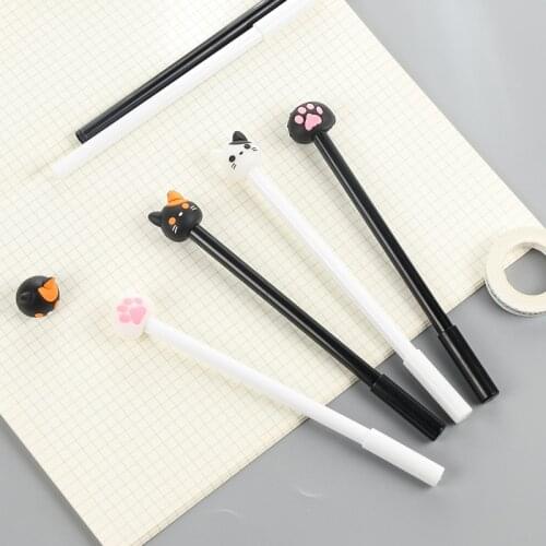 Korean Cute Kawaii black white Cat Gel Pens Wrting Office School Supplies Stationery Material Escolar creative Cats paw pen