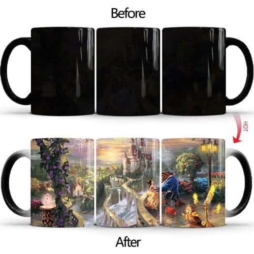 Beauty and the Beast Coffee Mug Creative Color Changing Cup 350ml Heat Sensitive Ceramic Tea Milk Mugs Best Gift for Your Friend