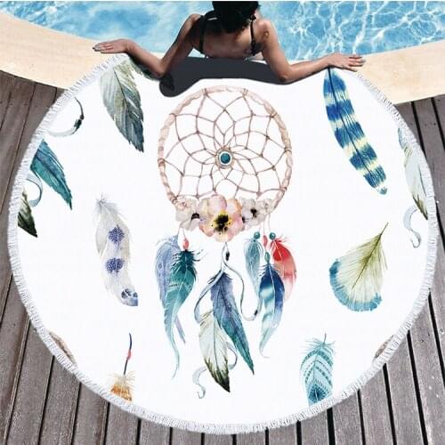 Colorful leaves Tropical Tassel Round Beach Towel Bath Towel Microfibre Shower Compressed Bathroom Towels Bath Towels for Adults