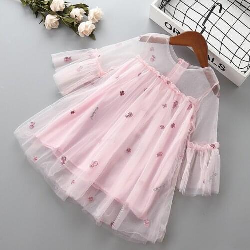 Girl lace princess dress Summer children clothing baby girls birthday embroidery holiday dresses for 2-7 years old kids Clothes