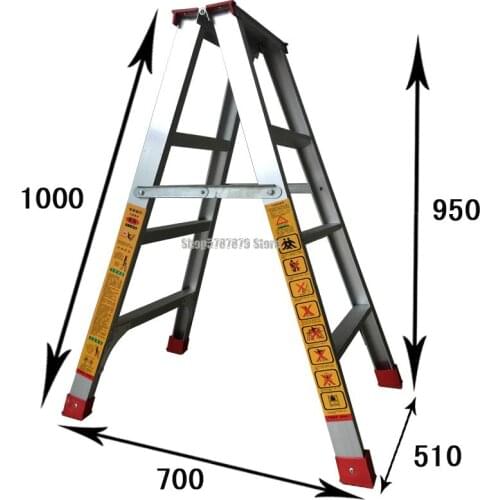Ladder Aluminum Alloy Household Thickened Folding Ladder Herringbone Ladder Project Ladder Pick Up Ladder Warehouse Sta