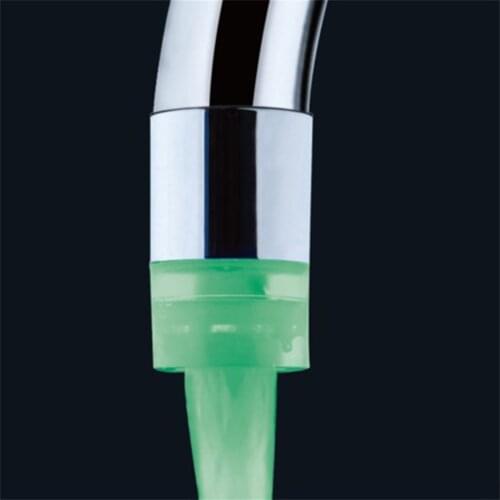 Fashion Water Glow Shower 3 Color Changing LED Tap Faucet Light Temperature Sensor Universal Adapter Kitchen Accessory