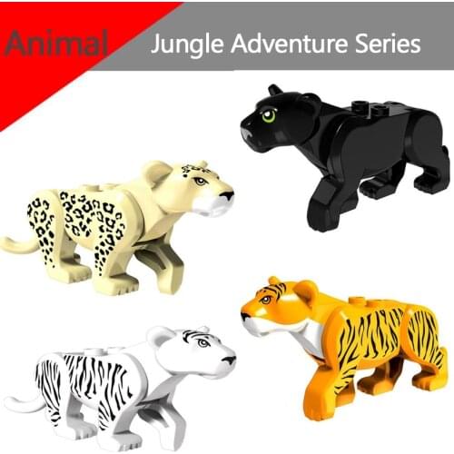 White Tiger Leopard Black Panther Mini Dolls Prince of Persia Jungle Adventure Series Animal Building Blocks Toys For Children