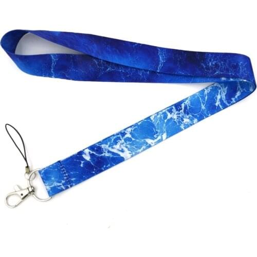 Sea Water Ripple Keychains Lanyard For Keys ID Badge Holder Neck Strap With Keyring DIY Hang Rope Mobile Phone Accessories
