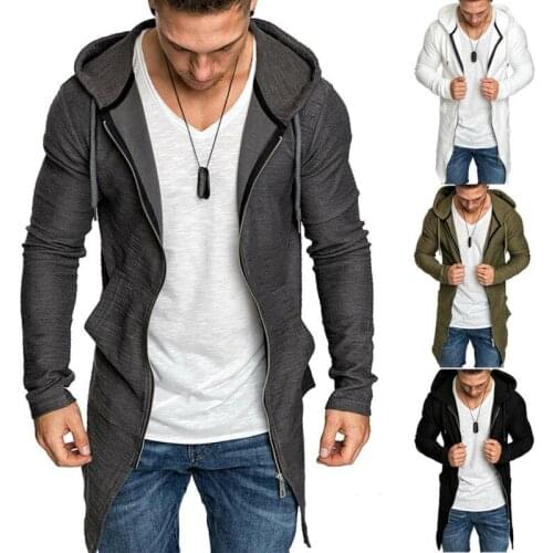 Mens Zip Up Hoodie Sweater Jumper Slim Coat Casual Cardigan Long Jacket Outwear