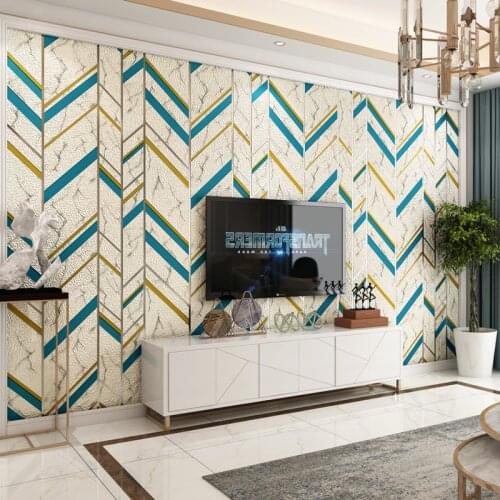 Nordic 3D Geometric Striped Wallpaper For Bedroom Walls Roll Living Room TV Background Wall Home Decor Non-woven Suede Wallpaper