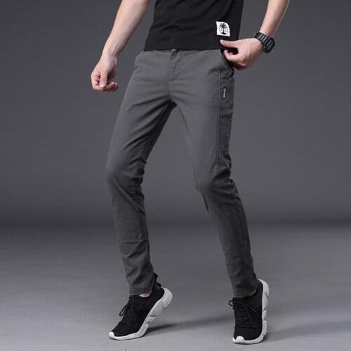 New 2021 mens spring and summer casual pants Korean casual pants straight slim stretch sports mens trousers