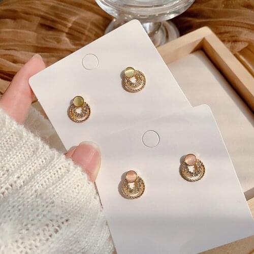 South Koreas Dongdaemun new earrings opal hollow hoop earrings small fresh and simple earrings women