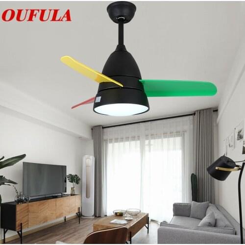 OUFULA Modern Ceiling Fan Lights Lamps Contemporary Fan Lighting With Remote Control For Dining Room Bedroom Restaurant