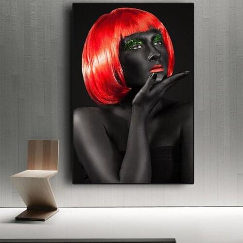 Black Red Nude African Woman Posters and Print Nordic Canvas Painting Nordic Style Scandinavian Wall Art Picture for Living Room