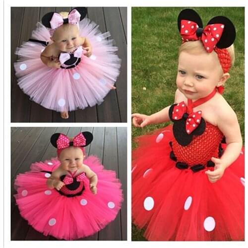 3 Design Mini Princess Fluffy Girls Tutu Dress Newbron Infant Baby First Birthday Party Dress Outfits White Dot Holiday Costume