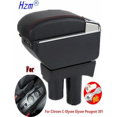 For citroen Celysse Armrest For Citroen c-elysee Car Armrest box 2013 2014 2015 2016 Retrofit parts Interior Storage box USB LED