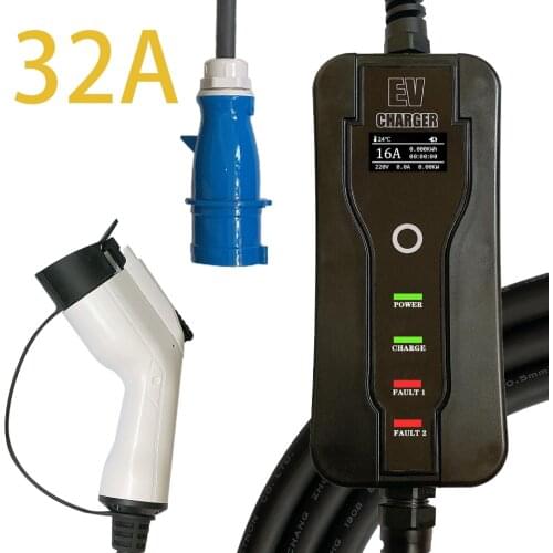 SAE J1772 Type 1 IEC62196 Type 2 EVSE EV Portable Charger 32A Electric Vehicle Charger