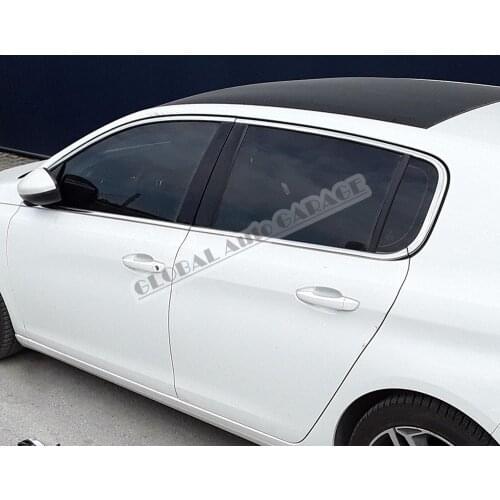 For Peugeot 308 2014-2020 Chrome Full Window Moulding Window Frame Framework Auto Accessory Diffüser Spilitter Car-styling