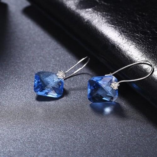 Garilina Silver Color earrings Blue Stones Dangling Earrings Fashion Jewelry Womens Earrings 2021 AE2284