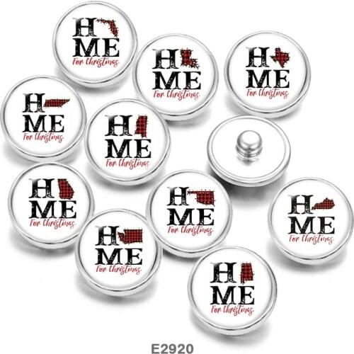 Merry Christmas HOME USA Painted Stainless steel Glass Cabochons snaps buttons Phase Box 20mm Earring CE2920