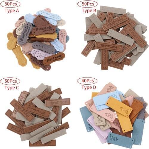 Sewing Handmade Labels Clothing Crafts PU Leather Tags Badges Custom Clothes Letter Print Patches DIY Garment Decoration Labels