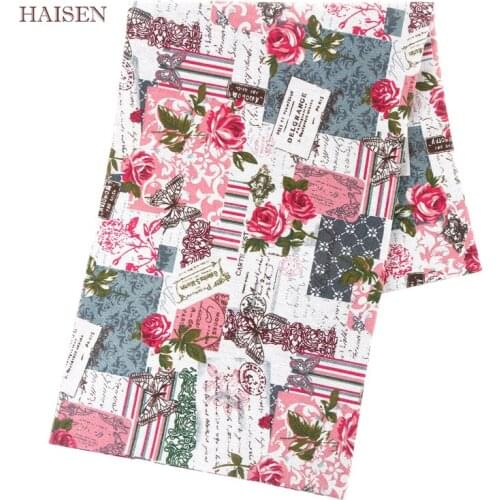 Printed Burlap Cotton Linen Fabric For Quilting Sewing DIY Sofa Table Cushion Cloth Furniture Cover Curtain Bag Flowers Series