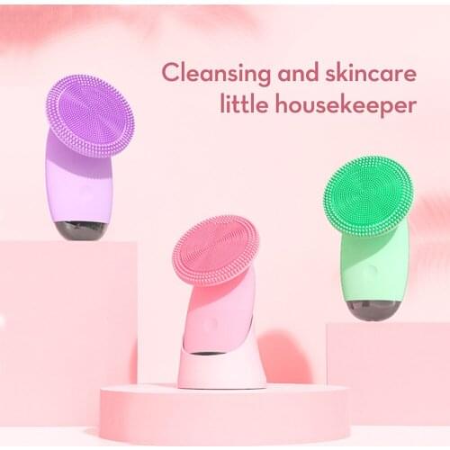 Ultrasonic Silicone Electric Facial Cleansing Brush Sonic Face Cleanser Cleansing Skin Mini Washing Massager Brush Rechargeable