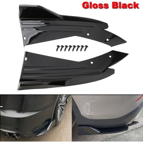 2pcs Universal Gloss Black Car Rear Bumper Spoiler Canards Fins Anti-crash Diffuser Lip Wrap Angle Splitter Protector Guard Kits